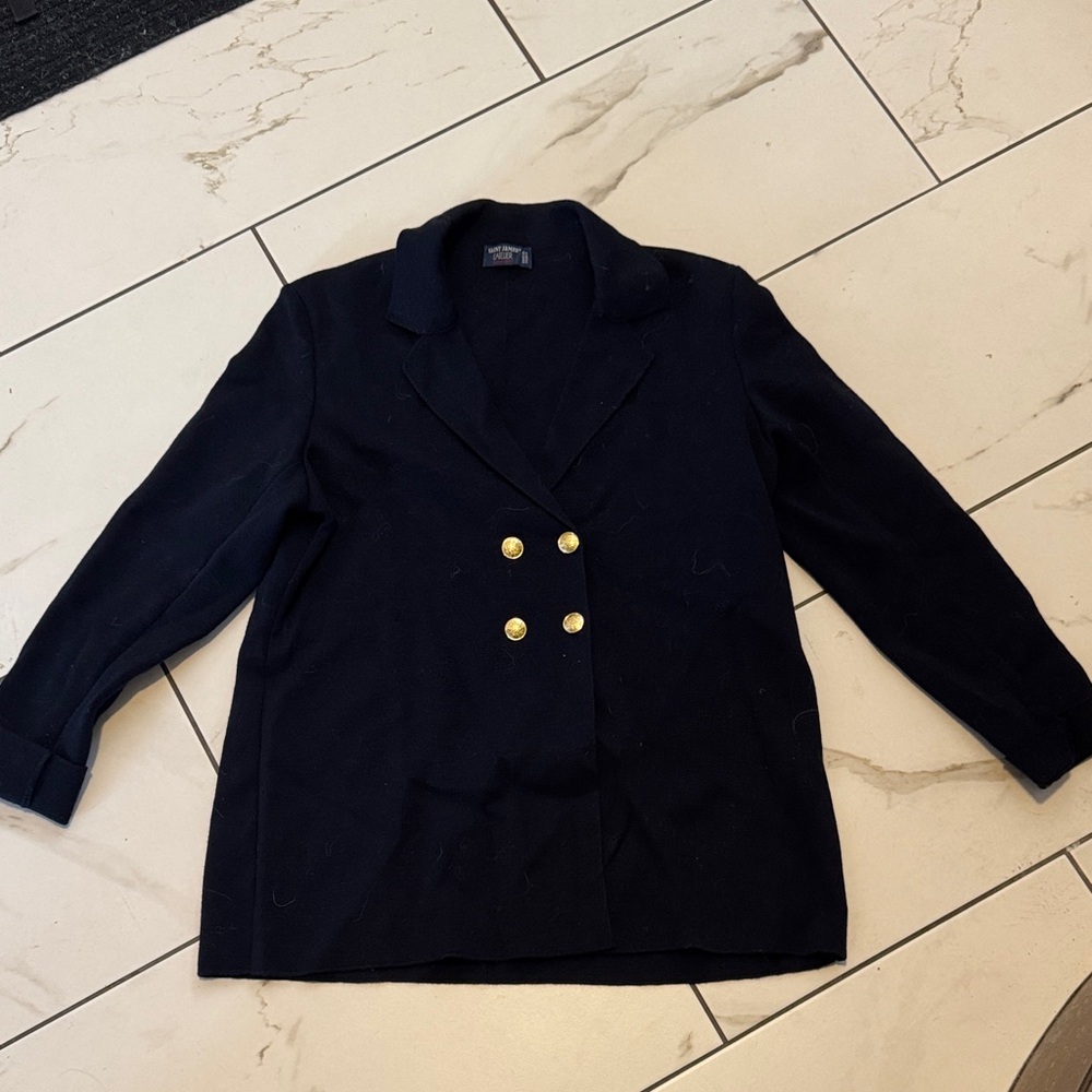Saint James Navy Double-Breasted Blazer with Gold Buttons